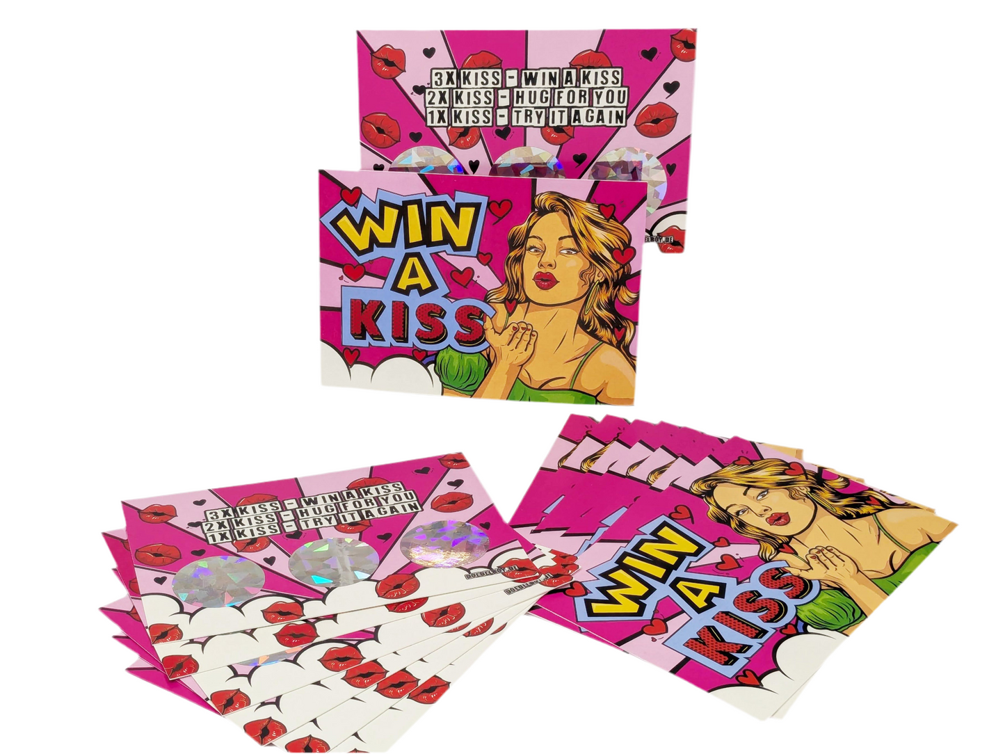 24 Rubbellose JGA Party | Junggesellenabschied Spiel | Partyrubbellose | Win A Kiss Scratchcard | JGA Spiel | Bauchladen Produkte | Verkaufen | Lustig JGA | Geld verdienen für die Party | Rubbellos | Witziges Spiel | Kuss gewinnen | Glücksspiel 12 Stück