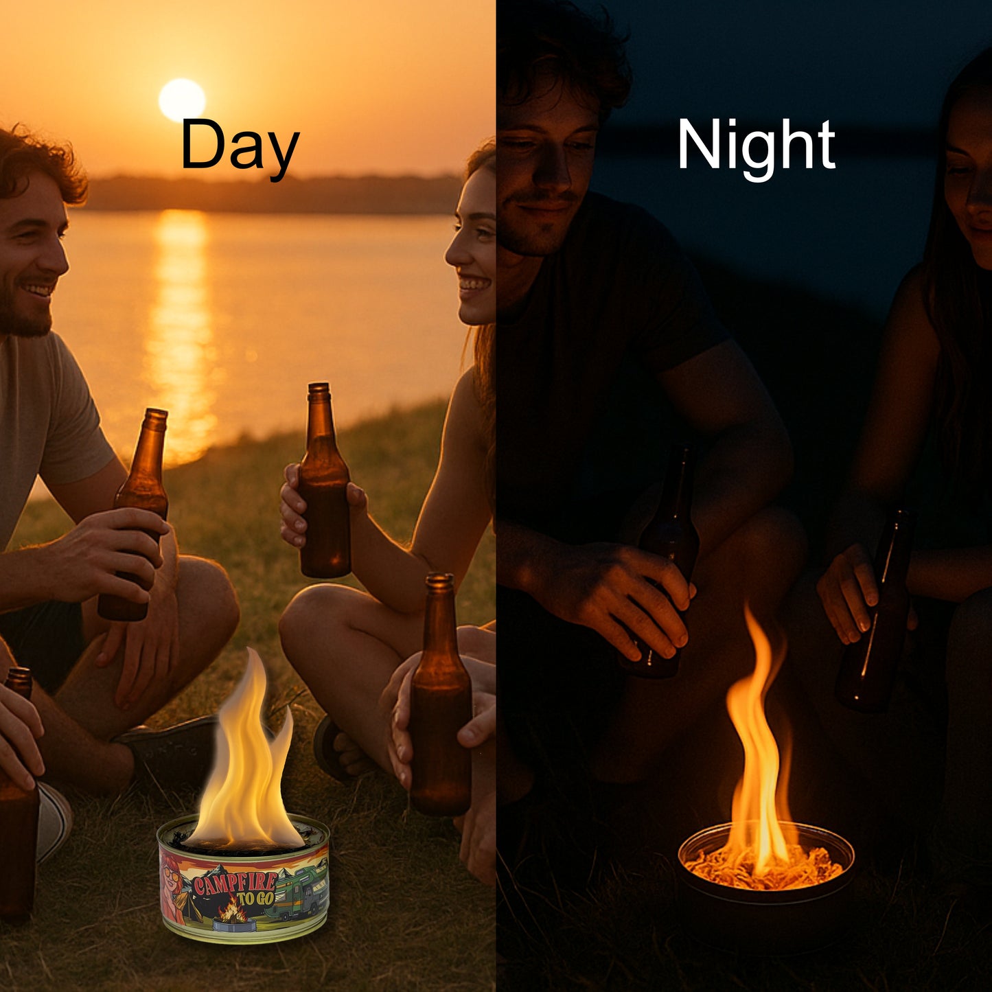 Campfire to go, Lagerfeuer aus der Dose, Lustige Geschenke, Mitbringsel, Outdoor, Feuerschale, Mini Lagerfeuer, Brenndauer < 5Std, Deko-Feuer - mit Echtholz
