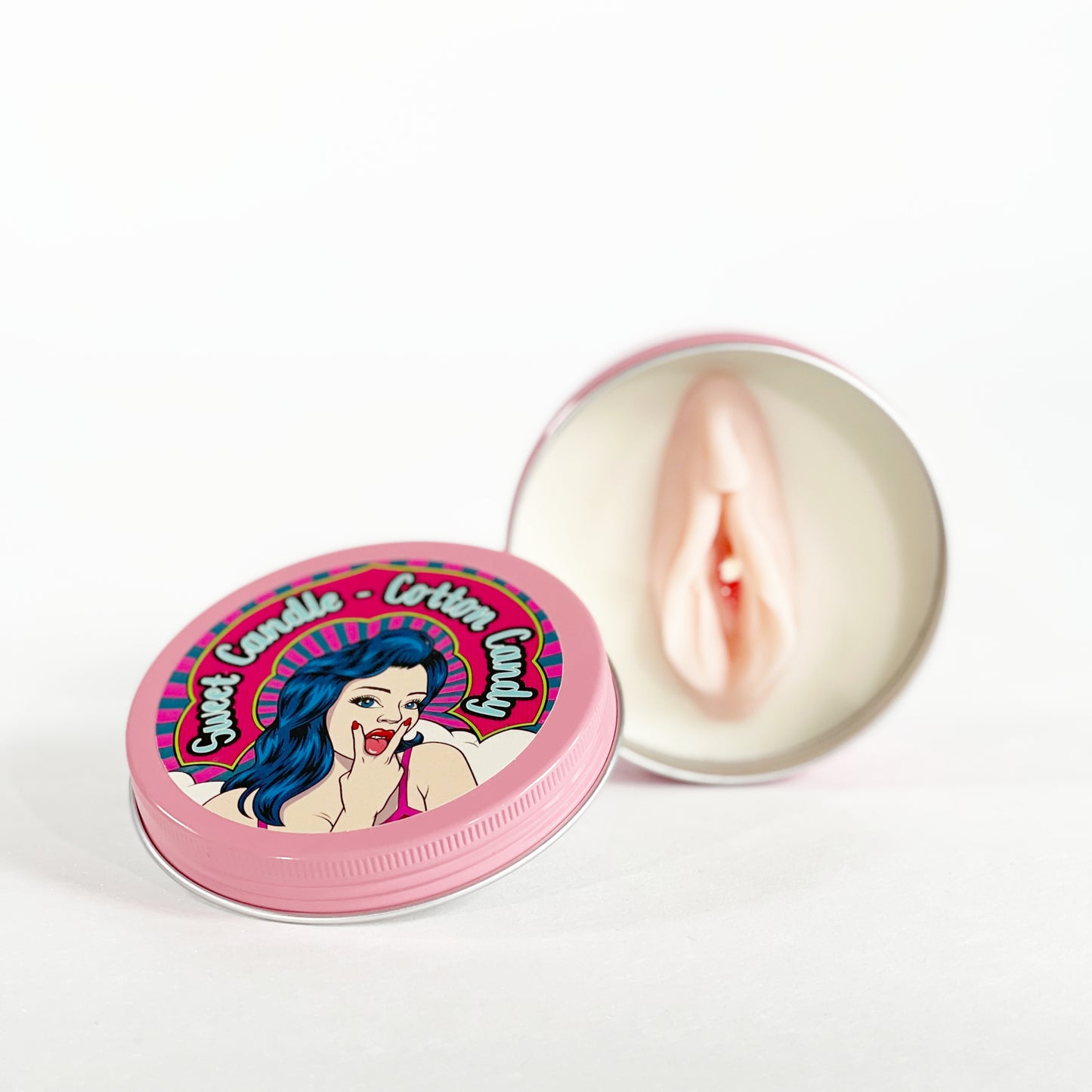 Vulva-Kerze in pinker Schraubdose - Pussy Candle