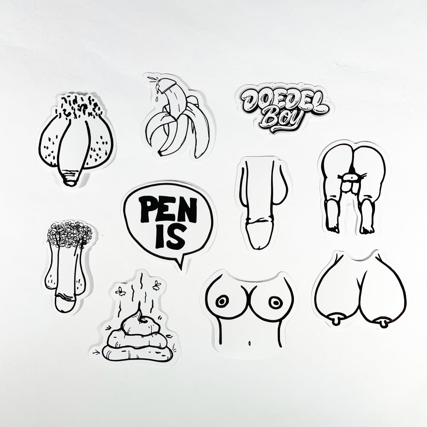 Pimmel & Boobs Sticker Set (10 Stück) – Lustige Aufkleber für JGA, Bauchladen & Party – Witzige Penis Sticker