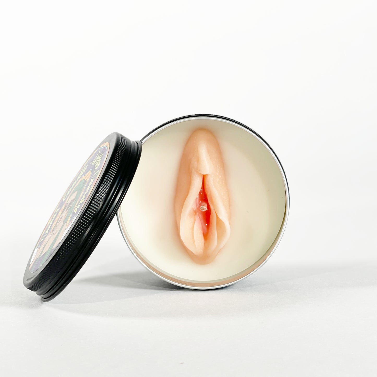 Vulva-Kerze in schwarzer Schraubdose - Pussy Candle