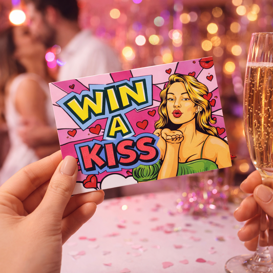 24 Rubbellose JGA Party | Junggesellenabschied Spiel | Partyrubbellose | Win A Kiss Scratchcard | JGA Spiel | Bauchladen Produkte | Verkaufen | Lustig JGA | Geld verdienen für die Party | Rubbellos | Witziges Spiel | Kuss gewinnen | Glücksspiel 12 Stück