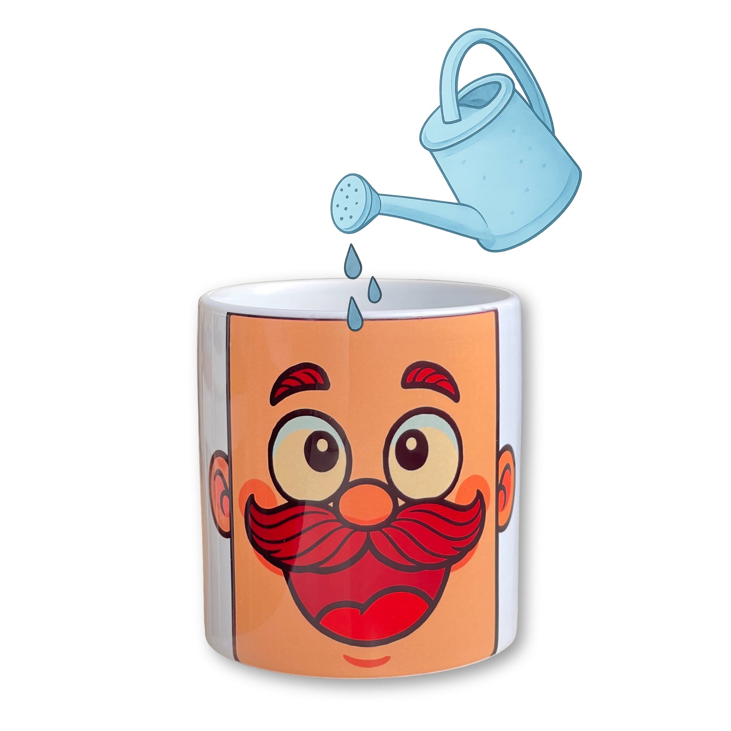 Kresse-Kopf Becher - Lustiger Keramikbecher mit Gesicht & Gratis Kressesamen | Pflanzbecher