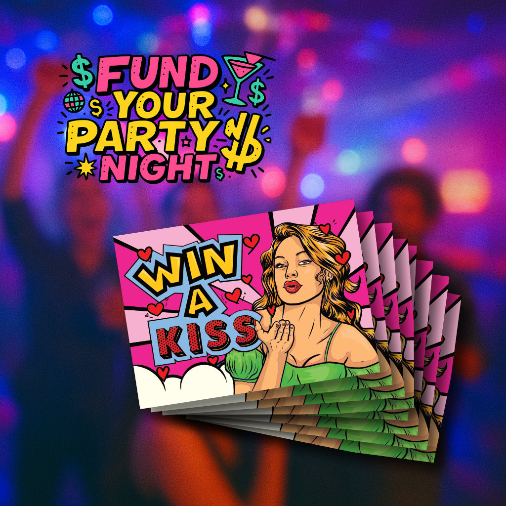 24 Rubbellose JGA Party | Junggesellenabschied Spiel | Partyrubbellose | Win A Kiss Scratchcard | JGA Spiel | Bauchladen Produkte | Verkaufen | Lustig JGA | Geld verdienen für die Party | Rubbellos | Witziges Spiel | Kuss gewinnen | Glücksspiel 12 Stück