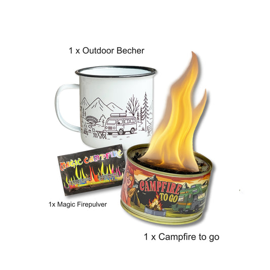 Outdoor Adventure Set – Campfire to Go + Becher + Magic Fire Pulver