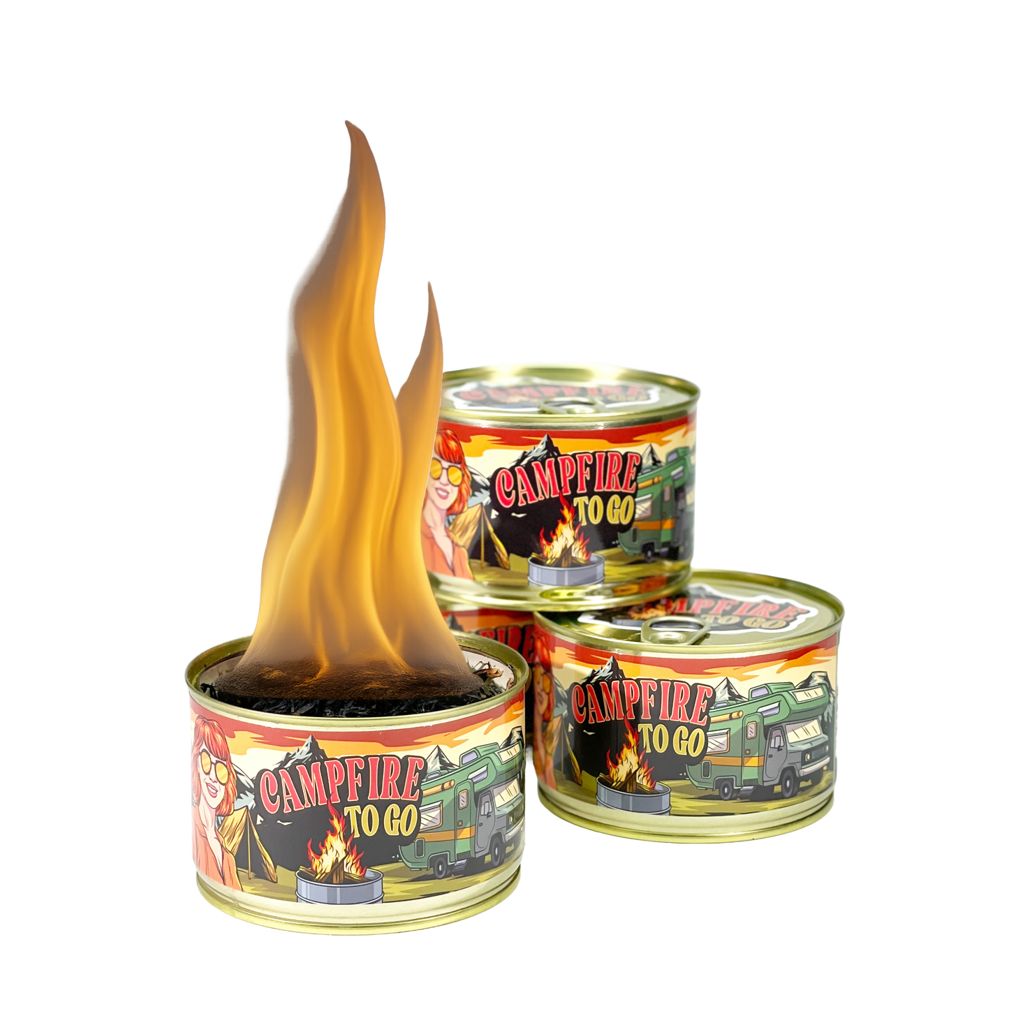 Campfire to go, Lagerfeuer aus der Dose, Lustige Geschenke, Mitbringsel, Outdoor, Feuerschale, Mini Lagerfeuer, Brenndauer < 5Std, Deko-Feuer - mit Echtholz